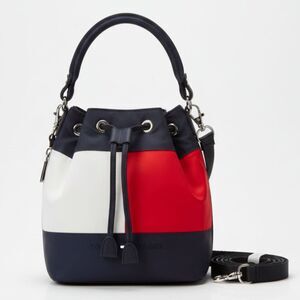 Vintage Tommy Hilfiger Color Block Bucket Drawstring Closure Purse Sling Bag